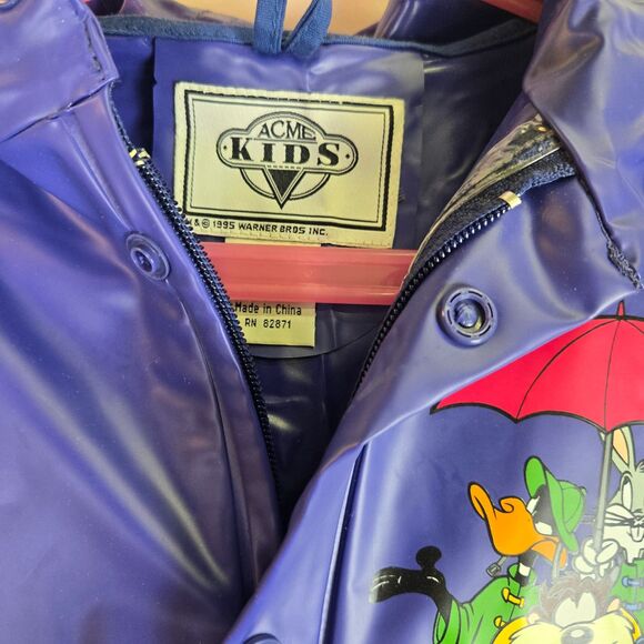 ACME KIDS 1995 Warner Bros. Looney Tunes PVC Reflective Raincoat Youth XXS NEW - Picture 8 of 11